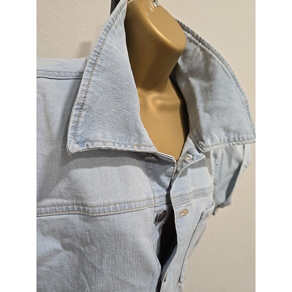 Y2K Rockabilly Grunge Cap Sleeve Boilersuit Shorts Romper Denim Stretch Womens M - Picture 2 of 7